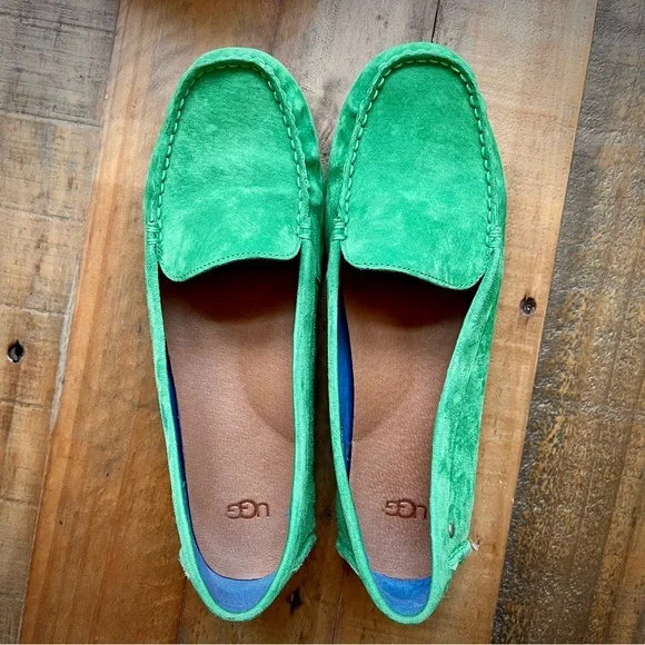 UGG Milana Water Resistant Suede Loafers in Verde - Picture 4 of 9